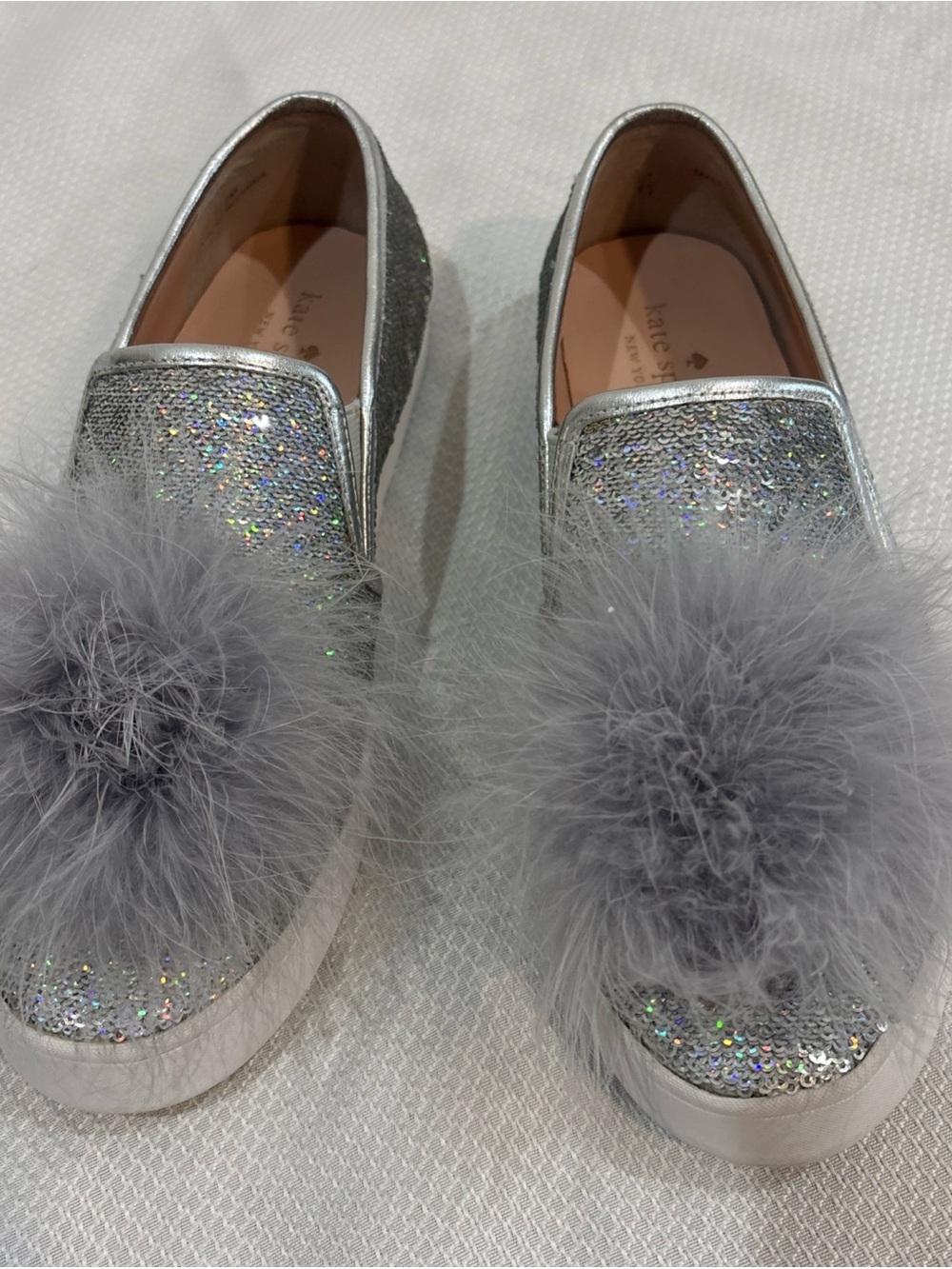 Kate Spade New York Latisa Women Pom Pom Sparkle Glitter Loafer Flat cute - Picture 5 of 9